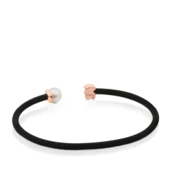 Steel and Rose Vermeil Silver Icon Mesh Bracelet with Pearl
