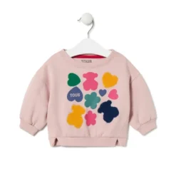Sweatshirt Ursos, corações e flores Casual cor-de-rosa
