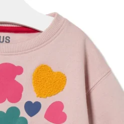 Sweatshirt Ursos, corações e flores Casual cor-de-rosa