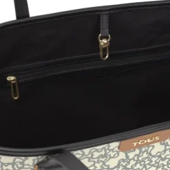 Tote bag grande Kaos Mini bege e preta com nécessaire