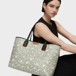 Tote bag grande Kaos Mini bege e preta com nécessaire