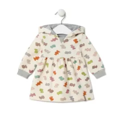 Vestido de menina com capuz Grey cor crua