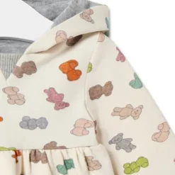 Vestido de menina com capuz Grey cor crua